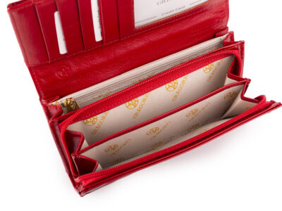 Duży, poziomy, lakierowany portfel damski w kolorze czerwonym Gregorio - obrazek 6
