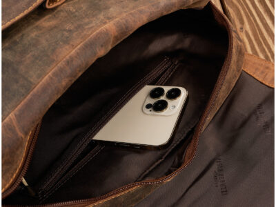 Torba męska uszyta ze skóry naturalnej A4 brązowa vintage Paolo Peruzzi - obrazek 10