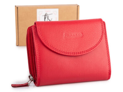 Czerwony portfel damski Franko z miękkiej naturalnej skóry RFID - obrazek 1