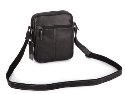 Średnia, czarna torba męska na ramię uszyta ze skóry naturalnej Jorey - obrazek 3