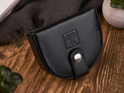 Skórzany, czarny portfel typu bilonówka 'podkówka' Paolo Peruzzi - obrazek 4