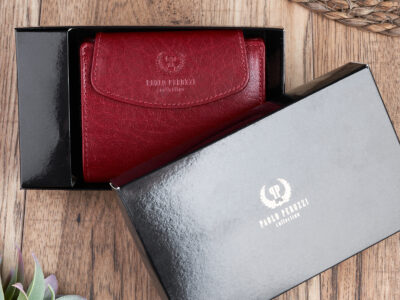 Portfel damski średni z gładkiej skóry naturalnej RFID czerwony Paolo Peruzzi - obrazek 9