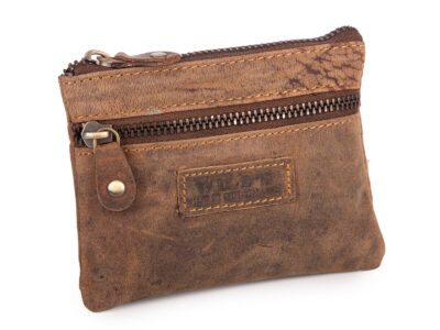 Etui na klucze ze skóry naturalnej na zamek brązowe vintage