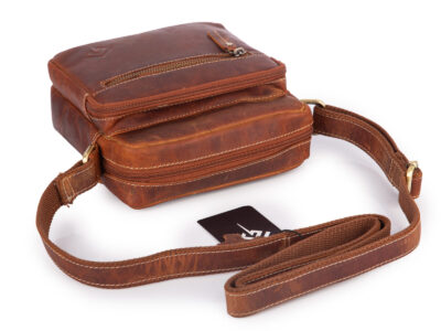 Średnia, brązowa torba męska na ramię uszyta ze skóry naturalnej Jorey - obrazek 4