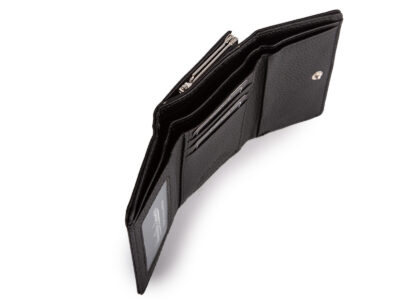 Średni portfel damski ze skóry naturalnej zapinany na bigiel czarny - obrazek 5