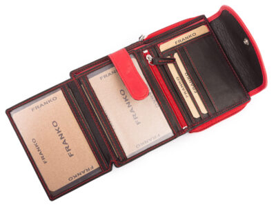 Czarno-czerwony portfel damski Franko z miękkiej naturalnej skóry RFID - obrazek 6