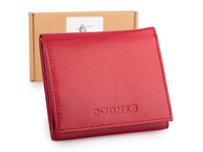 Mały skórzany czerwony portfel damski do małej torebki J Jones - obrazek 1