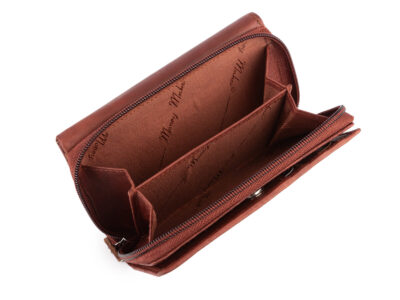Duży damski portfel ciemnobrązowy uszyty z miękkiej i przyjemnej w dotyku skóry naturalnej RFID - obrazek 6
