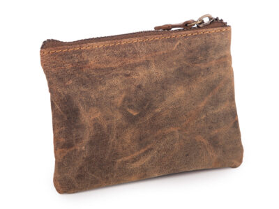 Etui na klucze ze skóry naturalnej na zamek brązowe vintage - obrazek 4