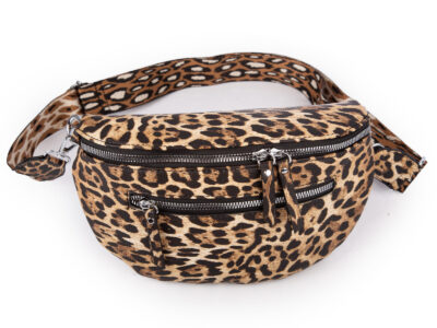 Damska saszetka typu nerka na ramię z wzorkiem w panterkę brązowa - obrazek 4