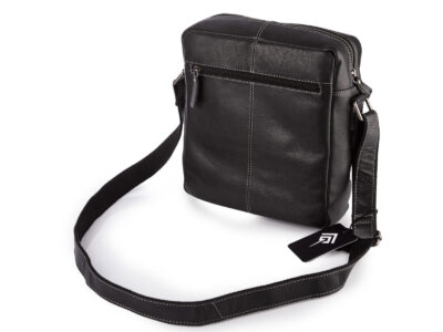 Duża męska torba miejska na ramię ze skóry naturalnej czarna Ekavale - obrazek 2