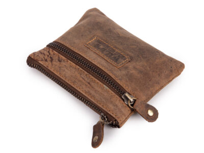 Etui na klucze ze skóry naturalnej na zamek brązowe vintage - obrazek 3