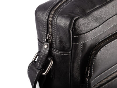Duża męska torba miejska na ramię ze skóry naturalnej czarna Ekavale - obrazek 8