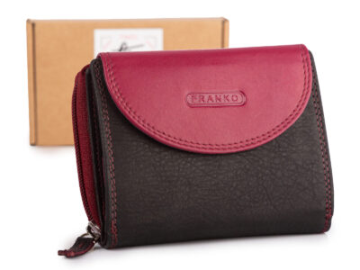 Czarno-fioletowy portfel damski Franko z miękkiej naturalnej skóry RFID - obrazek 1