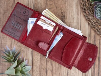 Portfel damski średni z gładkiej skóry naturalnej RFID czerwony Paolo Peruzzi - obrazek 7