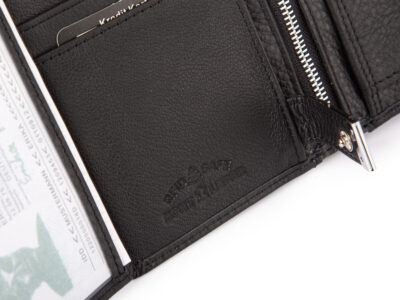 Duży, pionowy, czarny portfel męski skórzany, klasyczny z ochroną kart RFID - obrazek 5