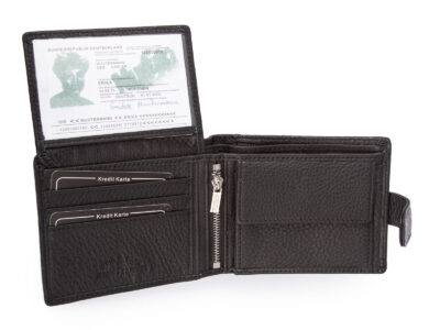 Pojemny, czarny portfel męski skórzany zapinany na zatrzask RFID - obrazek 5