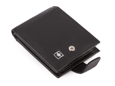 Nieduży, czarny portfel męski skórzany zapinany na zatrzask RFID - obrazek 3