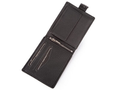 Pojemny, czarny portfel męski skórzany zapinany na zatrzask RFID - obrazek 7