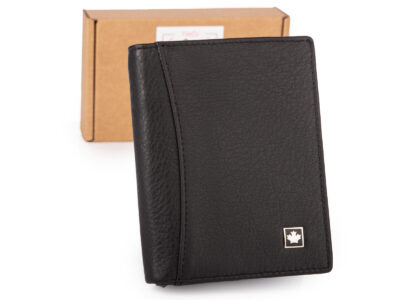 Duży, pionowy, czarny portfel męski skórzany, klasyczny z ochroną kart RFID - obrazek 1