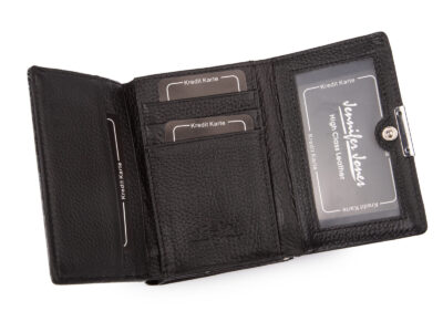 Pojemny czarny portfel damski lakierowany w motylki zapinany na bigiel i zatrzask RFID - obrazek 5