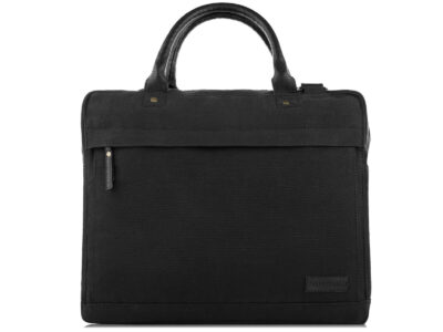 Duża, elegancka, materiałowa torba męska do pracy w kolorze czarnym A4 na laptopa
