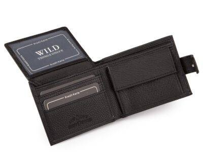 Nieduży, czarny portfel męski skórzany zapinany na zatrzask RFID - obrazek 5