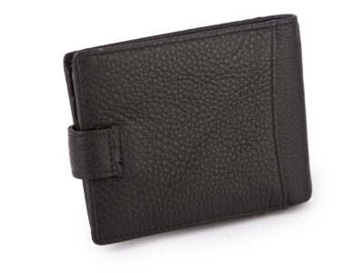 Pojemny, czarny portfel męski skórzany zapinany na zatrzask RFID - obrazek 2