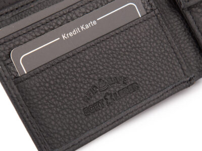 Nieduży, czarny portfel męski skórzany zapinany na zatrzask RFID - obrazek 6