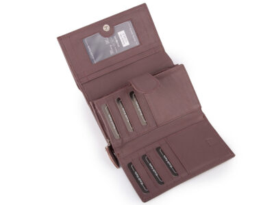 Duży portfel damski skórzany w kolorze mauve miękki z RFID Money Maker - obrazek 4