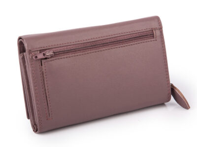 Duży portfel damski skórzany w kolorze mauve miękki z RFID Money Maker - obrazek 2