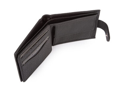 Nieduży, czarny portfel męski skórzany zapinany na zatrzask RFID - obrazek 7