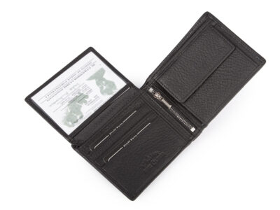 Duży, czarny portfel męski skórzany, klasyczny z ochroną kart RFID - obrazek 2