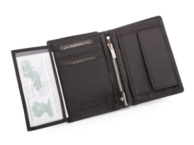 Duży, pionowy, czarny portfel męski skórzany, klasyczny z ochroną kart RFID - obrazek 4