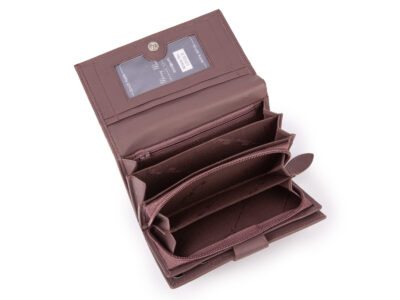 Duży portfel damski skórzany w kolorze mauve miękki z RFID Money Maker - obrazek 6