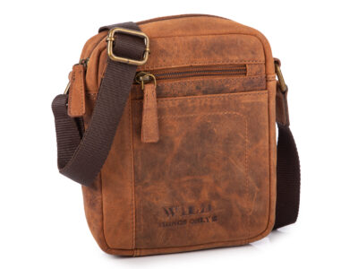 Skórzana, brązowa torba męska na ramię listonoszka w stylu vintage