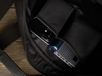 Czarna torba męska do pracy, z kieszenią na laptopa, z canvasu i skóry naturalnej - obrazek 8