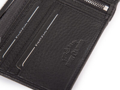 Duży, czarny portfel męski skórzany, klasyczny z ochroną kart RFID - obrazek 5