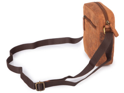 Skórzana, brązowa torba męska na ramię listonoszka w stylu vintage - obrazek 5