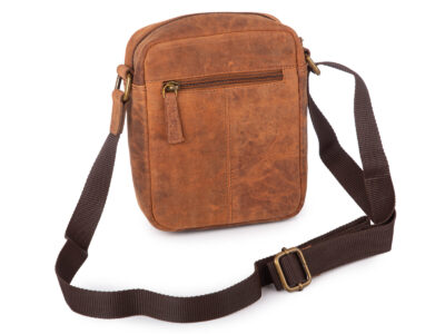 Skórzana, brązowa torba męska na ramię listonoszka w stylu vintage - obrazek 4