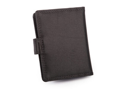 Czarne, skórzane etui na karty płatnicze z ochroną RFID zapinane na zatrzask - obrazek 3