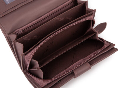 Duży portfel damski skórzany w kolorze mauve miękki z RFID Money Maker - obrazek 7