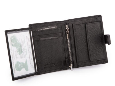 Duży, pionowy, czarny portfel męski skórzany zapinany na zatrzask z ochroną kart RFID - obrazek 6