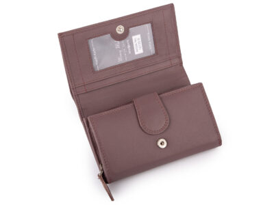 Duży portfel damski skórzany w kolorze mauve miękki z RFID Money Maker - obrazek 3