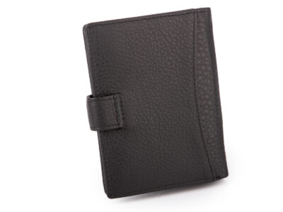 Duży, pionowy, czarny portfel męski skórzany zapinany na zatrzask z ochroną kart RFID - obrazek 3