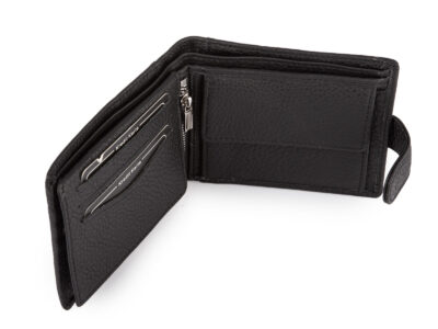 Pojemny, czarny portfel męski skórzany zapinany na zatrzask RFID - obrazek 4