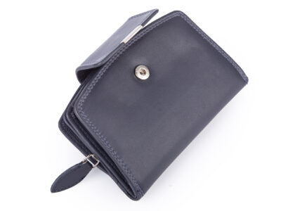 Średni skórzany portfel damski RFID granatowy Money Maker - obrazek 3