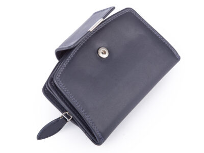 Średni skórzany portfel damski RFID granatowy Money Maker - obrazek 3