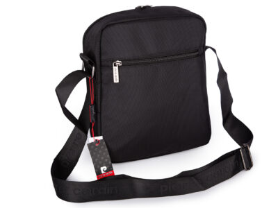 Elegancka czarna materiałowa torba męska na ramię Pierre Cardin - obrazek 3