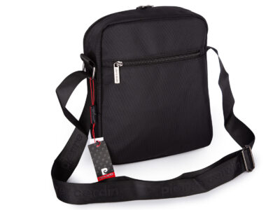 Elegancka czarna materiałowa torba męska na ramię Pierre Cardin - obrazek 3